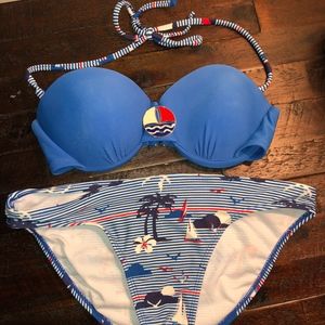 SPRING BREAK Nautical Striped Anchor Bikini